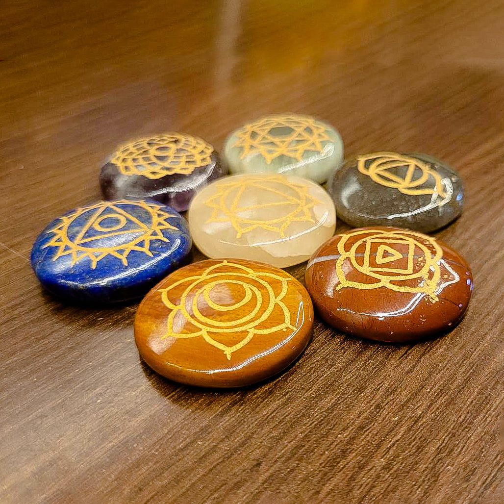 Set of 7 Energized Pebble Coins of 7 Chakra