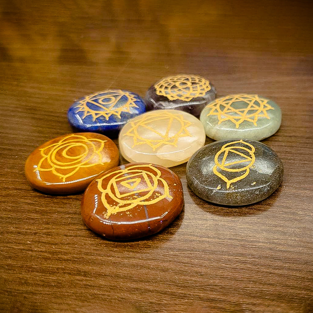 Set of 7 Energized Pebble Coins of 7 Chakra