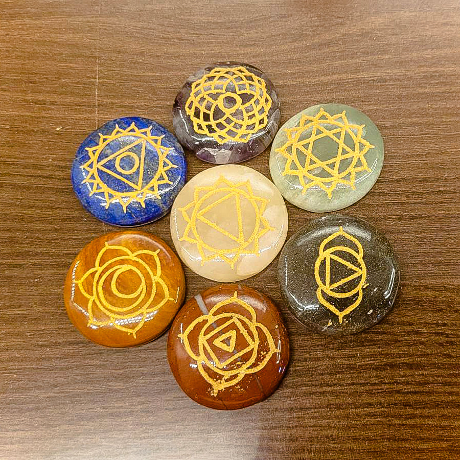 Set of 7 Energized Pebble Coins of 7 Chakra