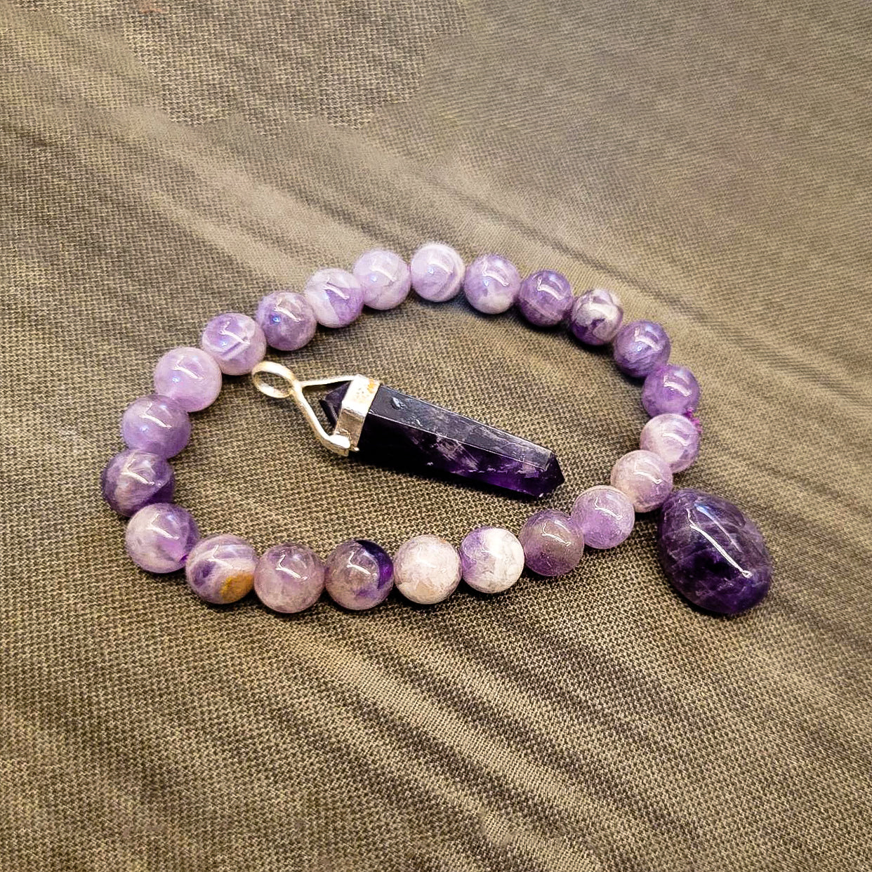 Energized Amethyst Bracelet + Pendant + Pebble Combo