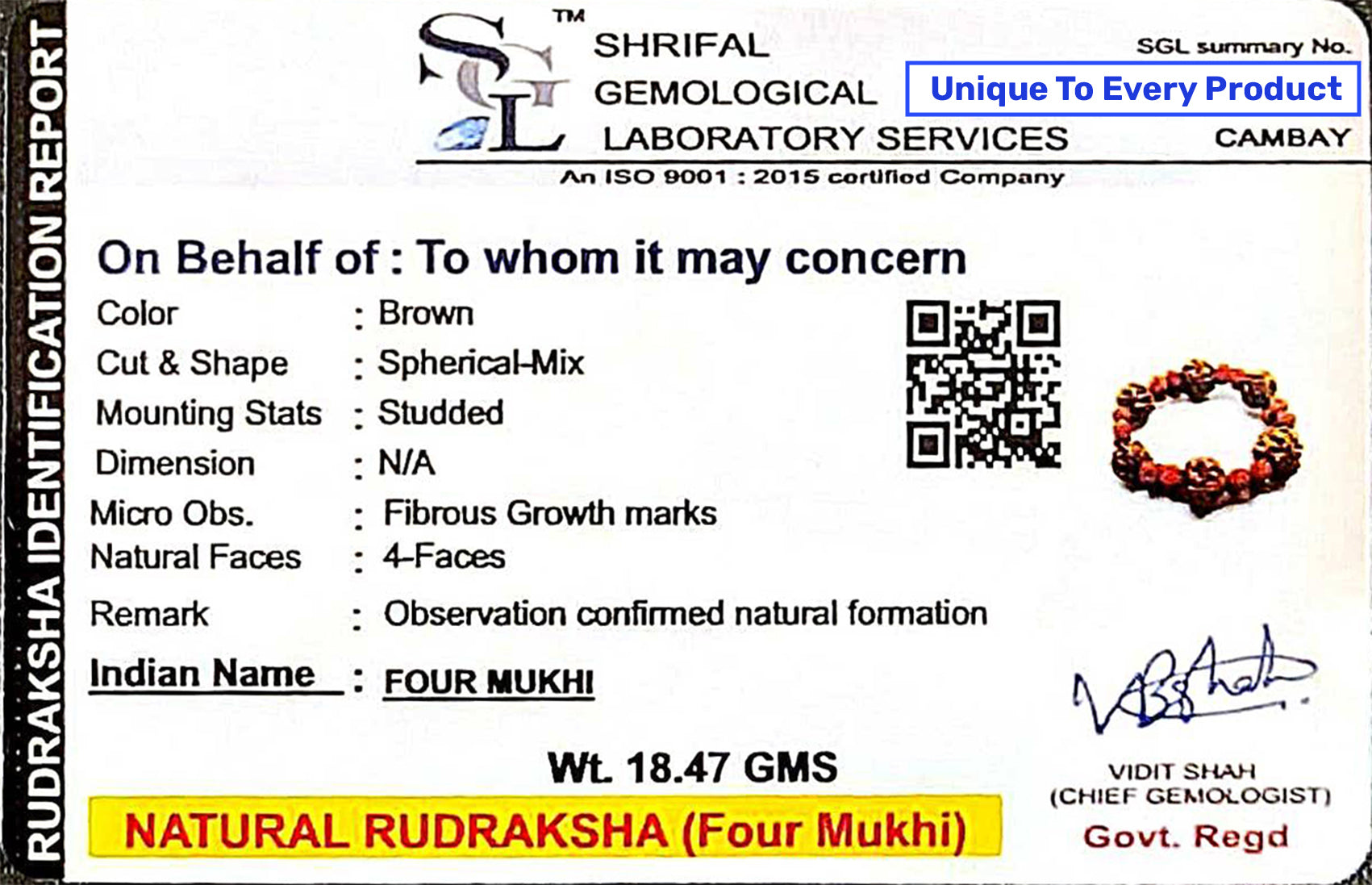 Energized Four Mukhi Rudraksha Bracelet