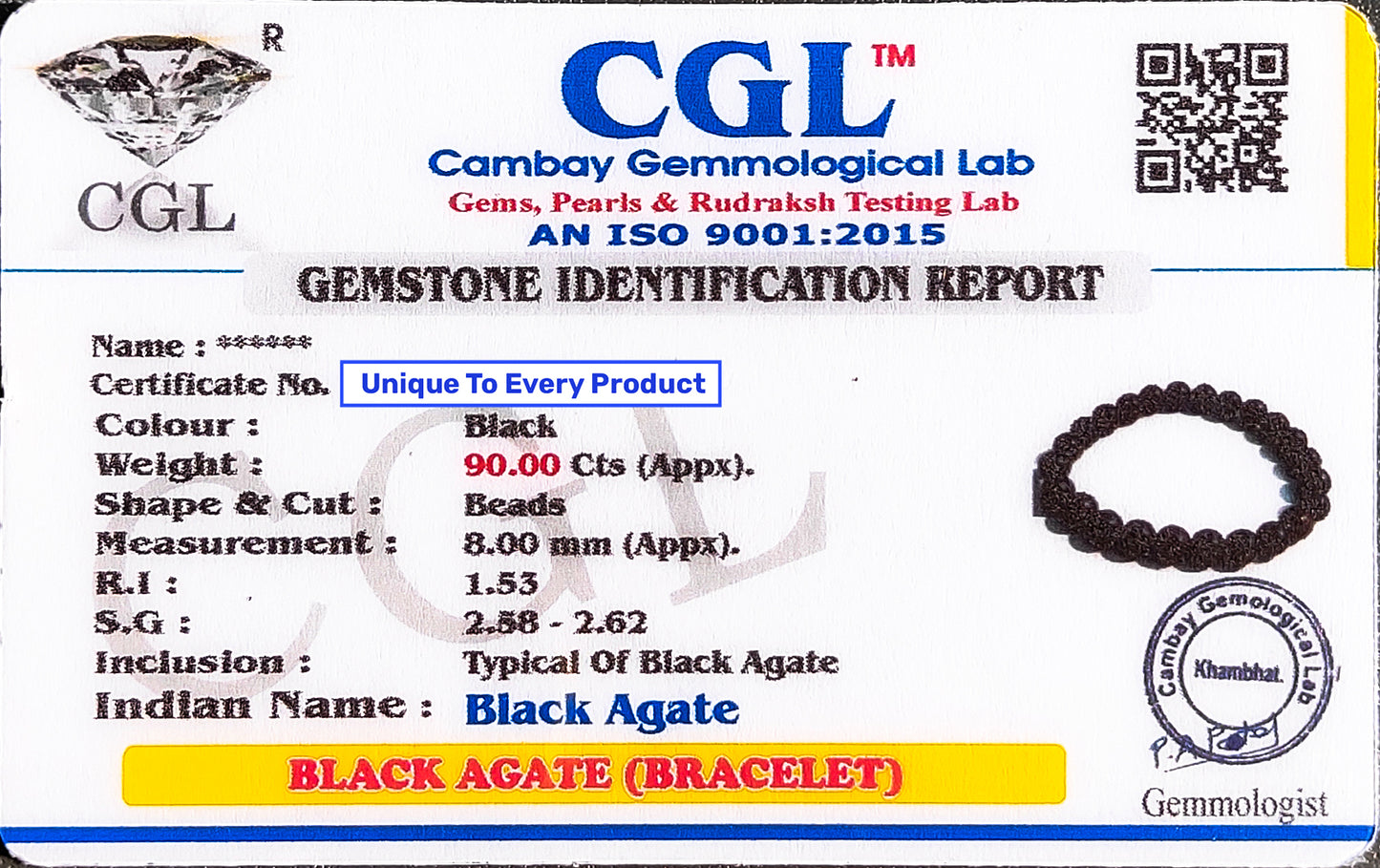 Energized Black Agate Bracelet