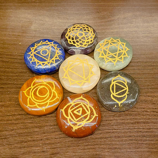 Set of 7 Energized Pebble Coins of 7 Chakra