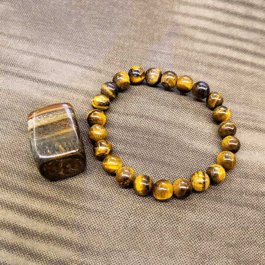 Energized Tiger Eye Bracelet + Pebble Combo