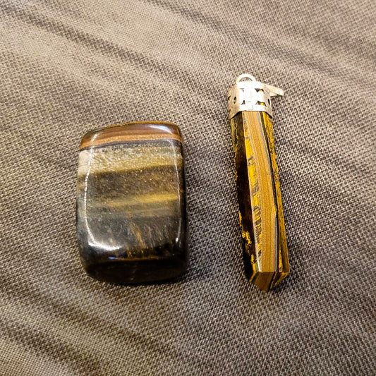 Energized Tiger Eye Pendant + Pebble Combo