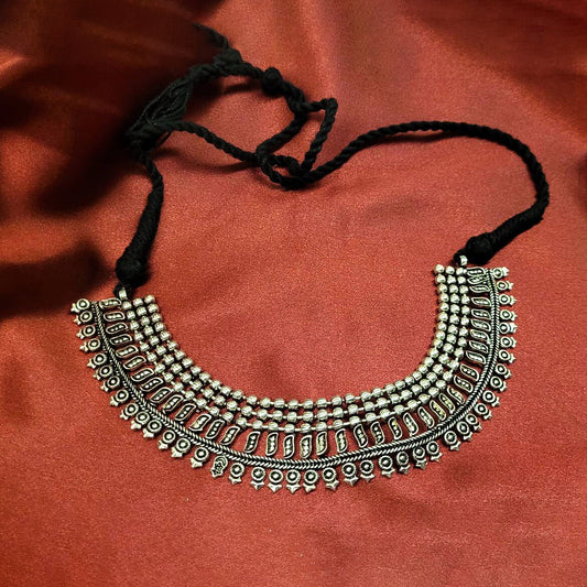 Oxidized Choker Thread Heavy Necklace