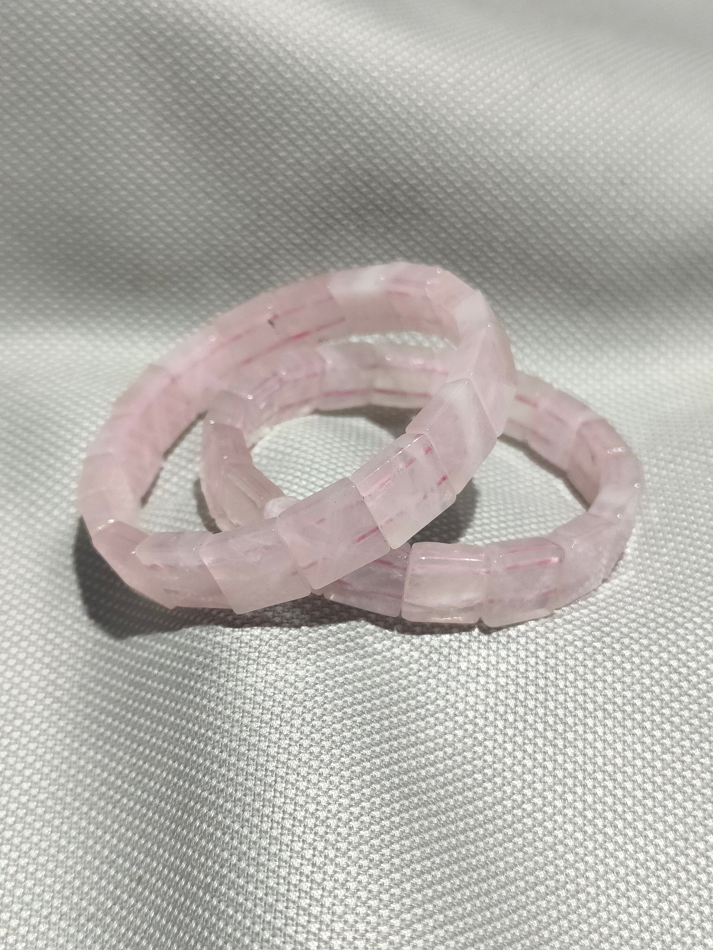 Energised rose quartz pyramid cut bracelet